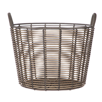 Better Homes & Gardens Round Poly Rattan Decorative Storage Basket with Handles, 18.7 in x 16.14 in