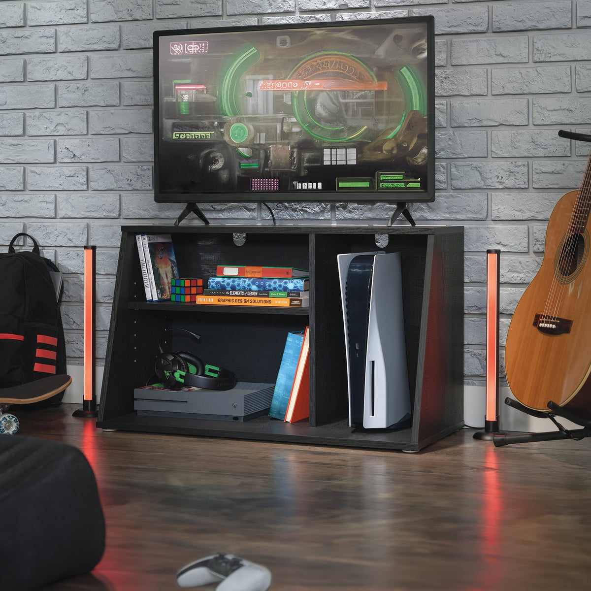 Mainstays Gamer TV Stand Console for TVs up to 32 in, Black Finish