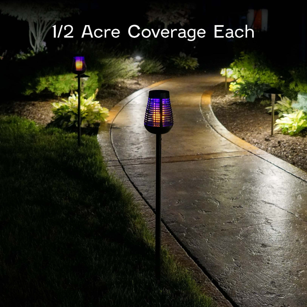 PIC Solar Insect Killer Torch with LED Flame Effect, Black Torch, Area Bug Zapper