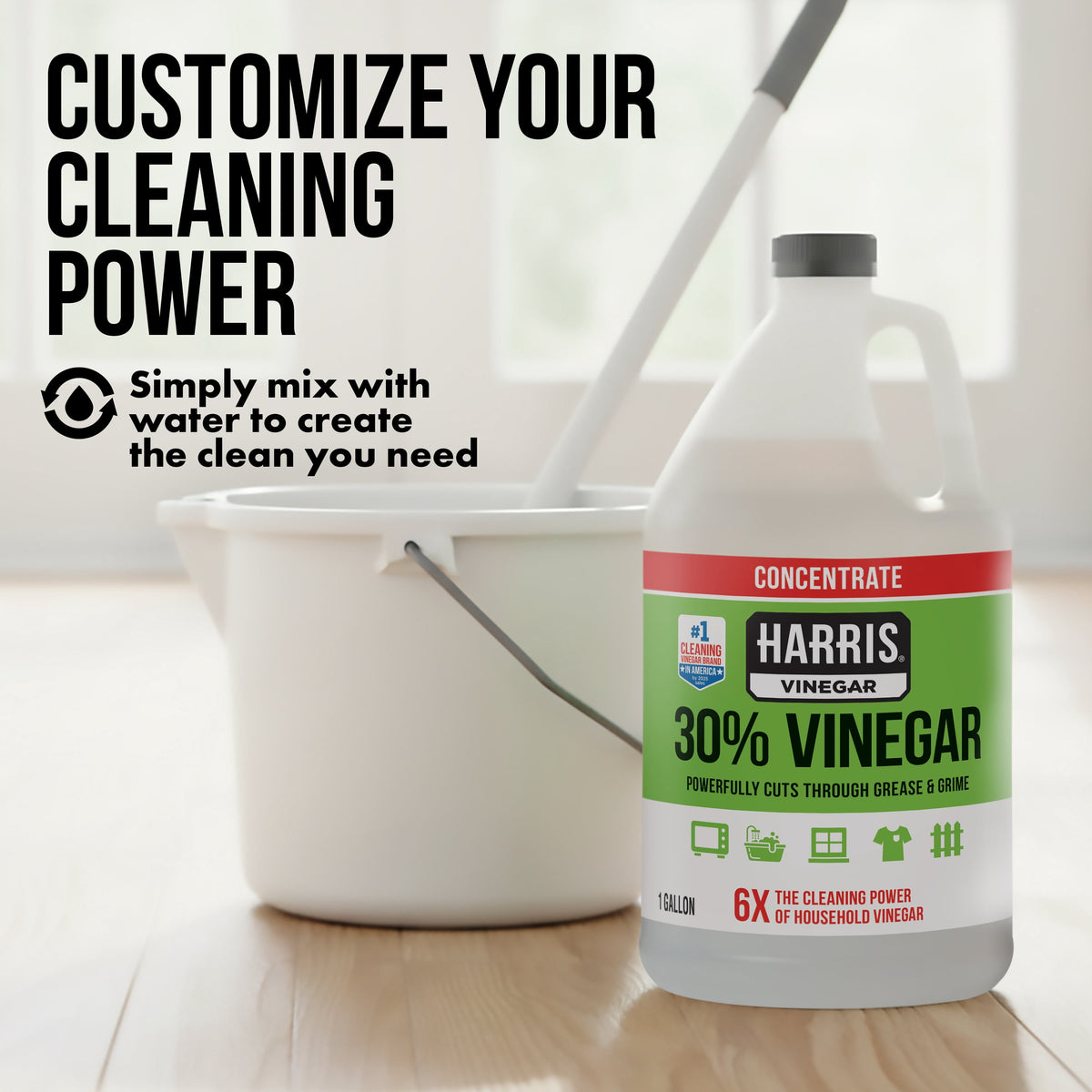 (2 pack) Harris 30% Concentrated Vinegar, Multi-Purpose Use for Home and Outdoor, 1 Gallon