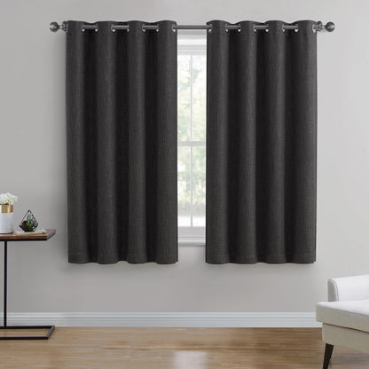 (2 pack) Better Homes & Gardens Solid Woven Textured Grommet Blackout Curtain Panel, 1-Piece, Black, 50" W x 63" L
