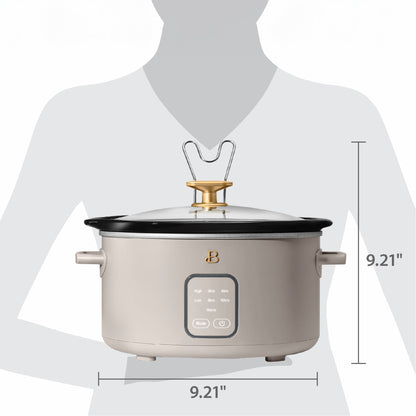 Beautiful 4Qt Slow Cooker with Touch-Activated Display, Porcini Taupe by Drew Barrymore