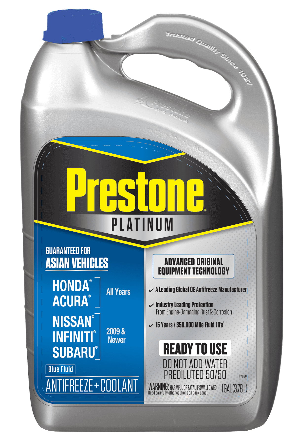 (2 pack) Prestone Platinum Asian Blue Antifreeze + Coolant, Ready-to-Use, Prediluted 50/50, 1 Gallon