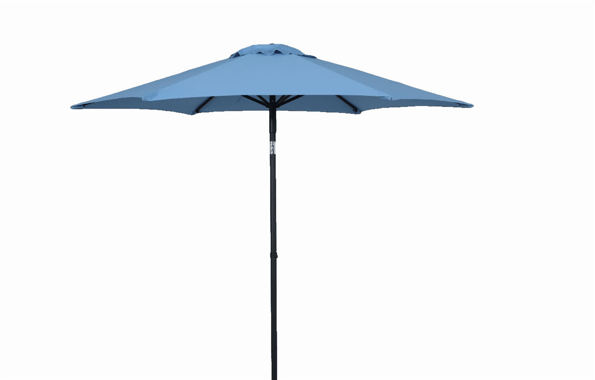 Mainstays 7.5ft Market Outdoor Umbrella with Push-Up Lift and 3-Angle Tilt in Light Blue Paradise