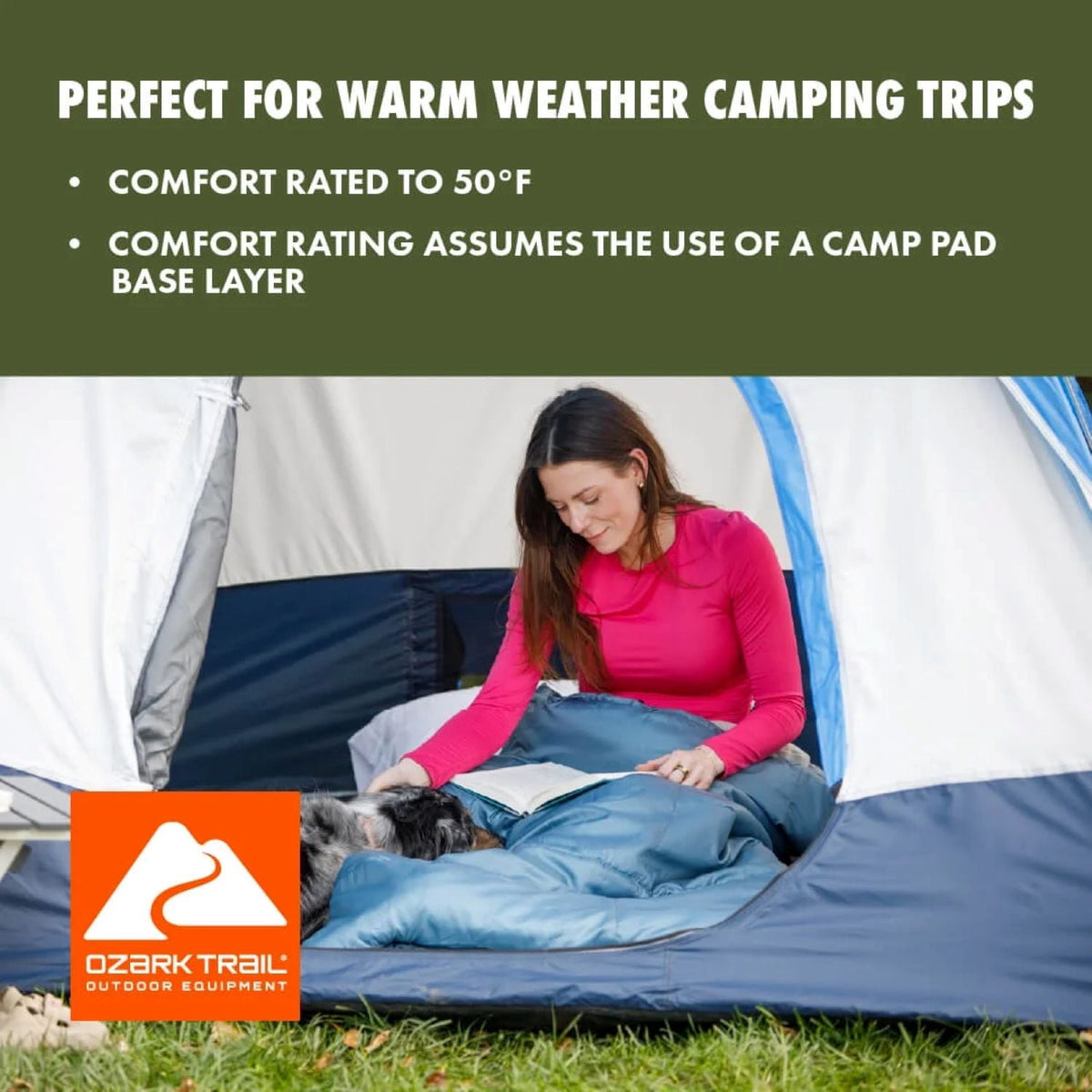 (2 pack) Ozark Trail 50 Degree Flannel-Lined Rectangular Sleeping Bag