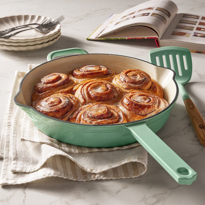The Pioneer Woman 12 in Enameled Cast Iron Skillet, Green, Oven Safe