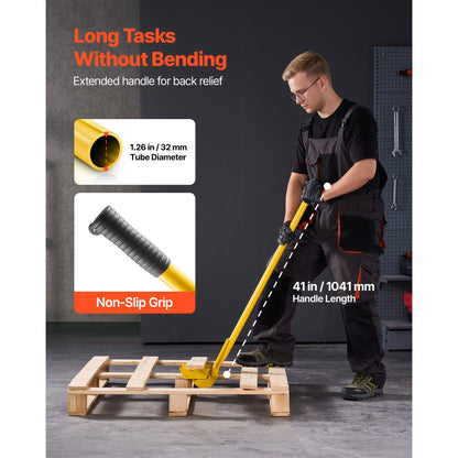 KFFKFF Pallet Buster Tool with 41-Inch Carbon Steel Handle, 2000 lbs Load Capacity, Durable Pry Bar for Deck Board Removal, Flooring, Framing, Roofing, Trim, and Drywall Tasks