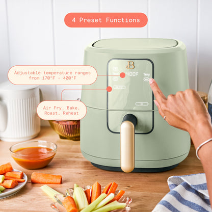 Beautiful 3 Qt Air Fryer with TurboCrisp Technology, EverGood Ceramic Nonstick Coating, Sage Green by Drew Barrymore