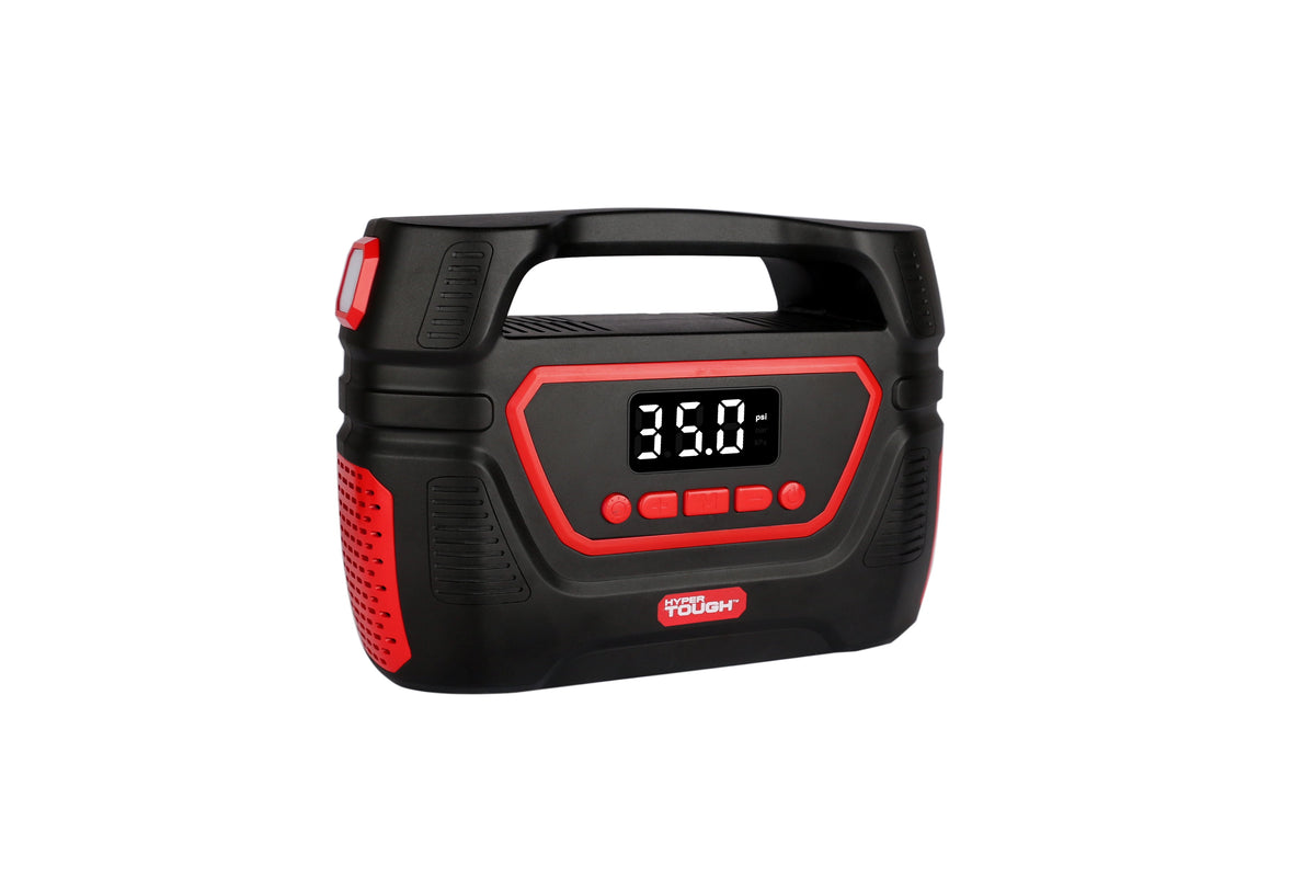 Hyper Tough Dual Power Digital Inflator for P195/65R15 Car Tire, Car-DC 12V or Home-AC 120V
