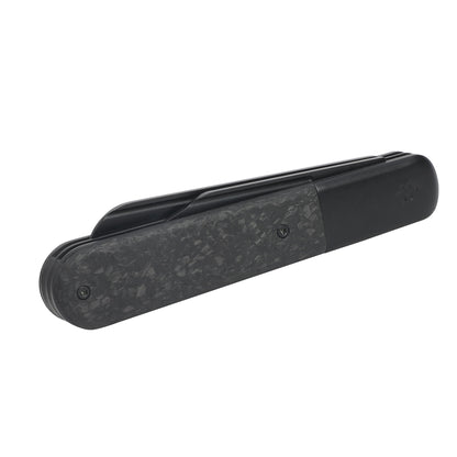 Swiss Tech Barlow Double Bladed Pocket Knife, Trapper, AUS-8, Carbon Fiber Handle, Slip Joint