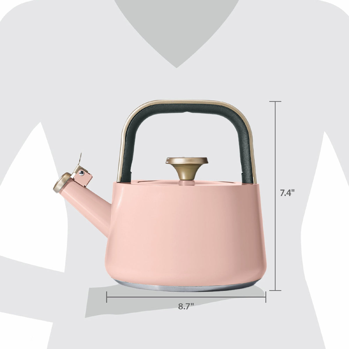 Beautiful by Drew Barrymore 1.8 L Ceramic-Coated Stovetop Tea Kettle, Rose