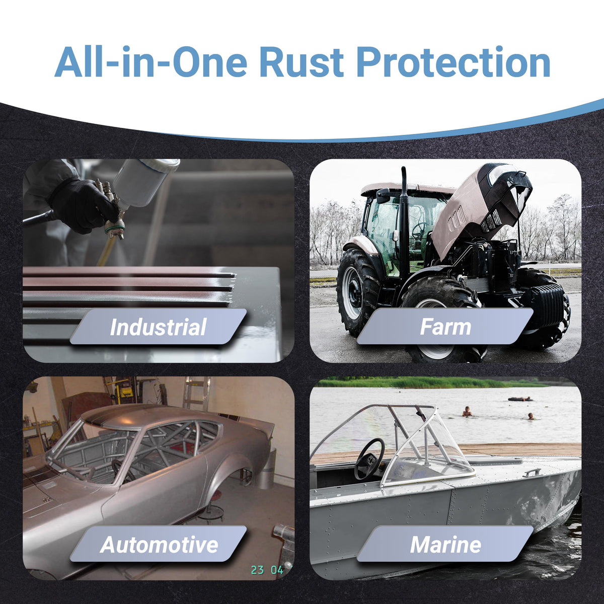 Rust Bullet Automotive - Metallic Gray - Quart - Rust Inhibitor & Protective Coating for Cars, Trucks, & Metal Surfaces, UV Resistant, No Topcoat Needed