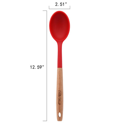 The Pioneer Woman 10-Piece Silicone Kitchen Utensil Set with Acacia Wood Handles, Red