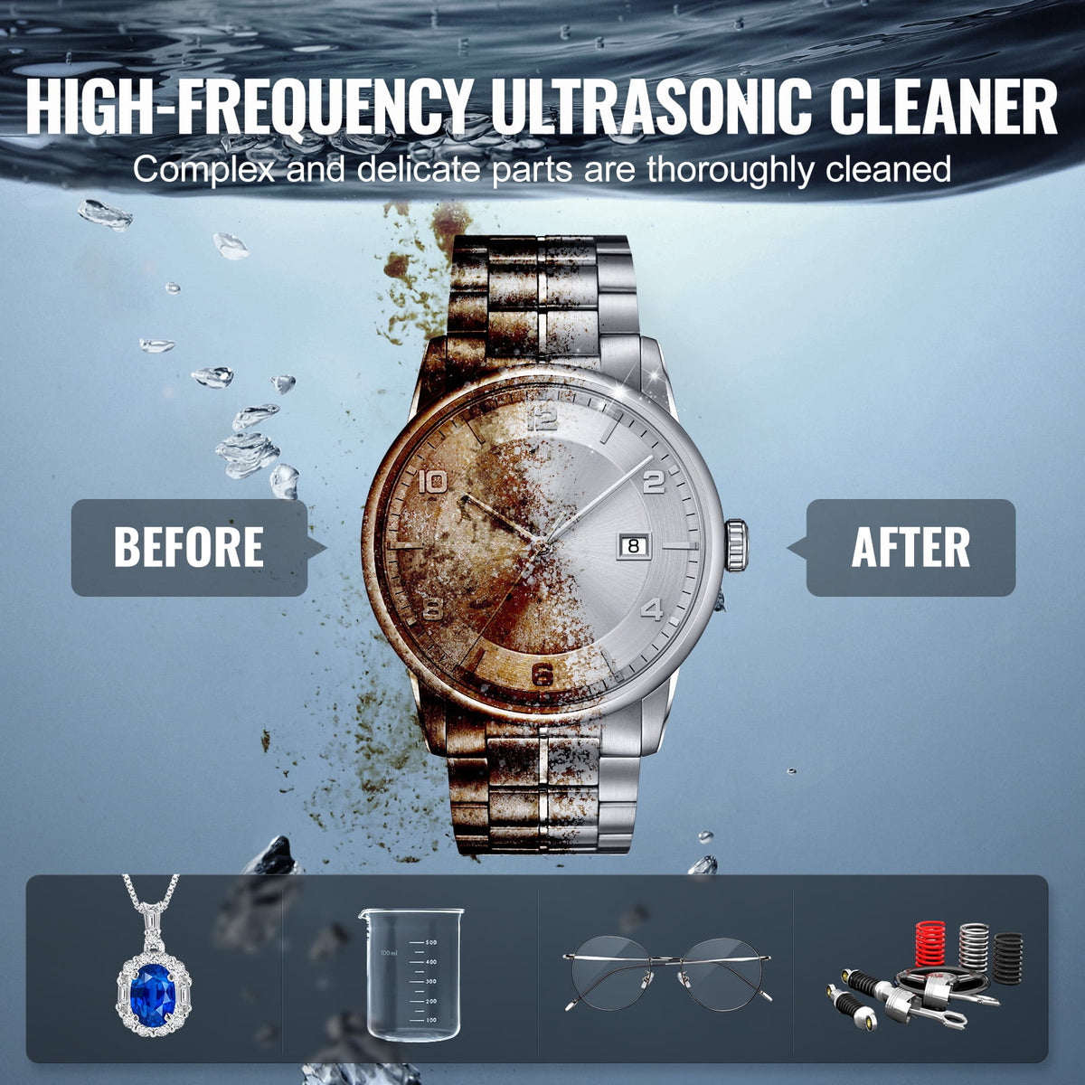 KFFKFF 10L Sonic Cleaning Device, 240W Digital Sonic Cleaning Equipment with Soft Setting & Enhanced Deaeration, 40kHz Commercial Ultrasonic Cleaner with Heating & Timing Function