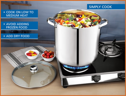 Mainstays Stainless Steel 20-Quart Stock Pot with Glass Lid