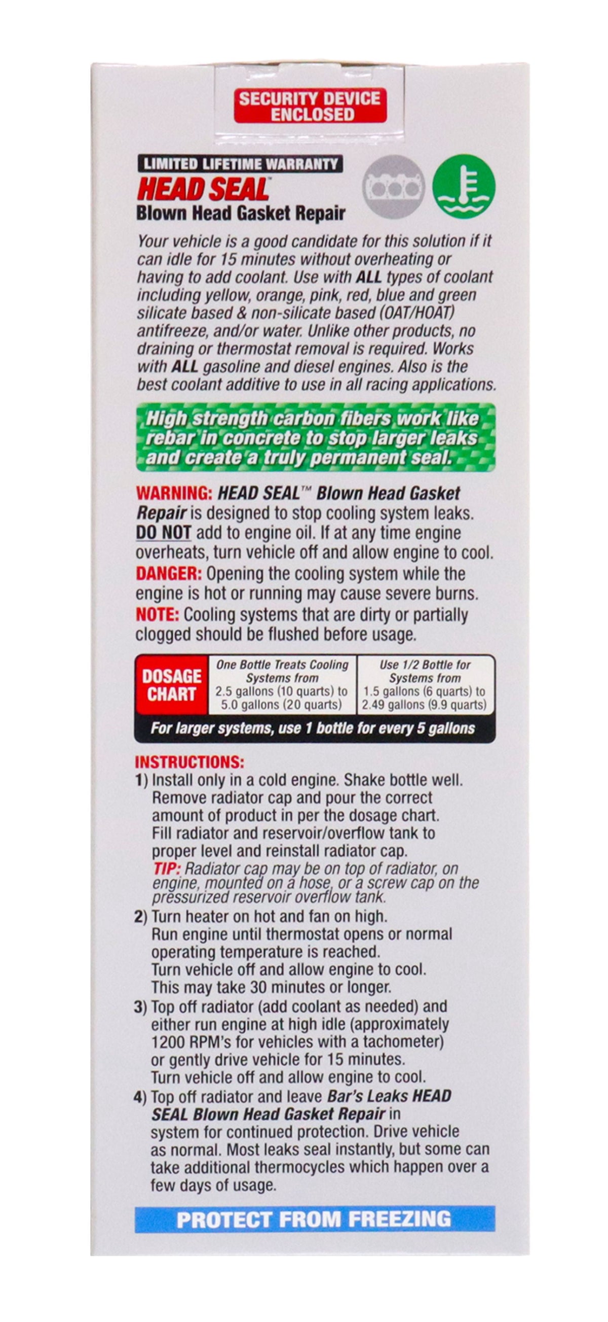 Bar's Leaks Head Seal Blown Head Gasket Repair, Automotive Additive, 33.8 oz