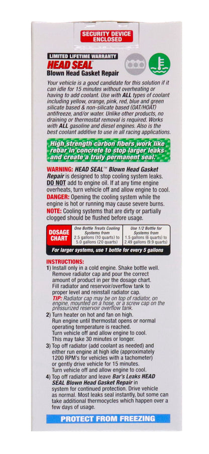 Bar's Leaks Head Seal Blown Head Gasket Repair, Automotive Additive, 33.8 oz
