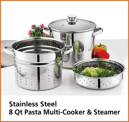 Mainstays 4-Piece Stainless Steel 8 qt Cooker Multipot Set