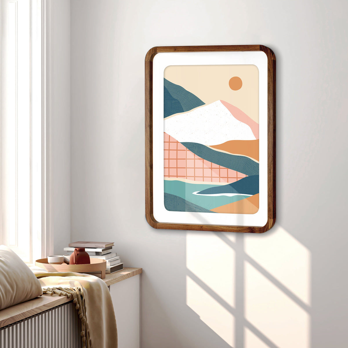 Mainstays Rounded Corner Poster Frame, 22 x 28, Fits 18 x 24 with Mat, Walnut Woodgrain