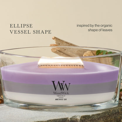 WoodWick Ellipse Trilogy Scented Candle, Amethyst Sky, 16 oz