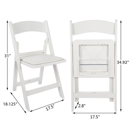 Mainstays Banquet Padded Resin Folding Chair, White, Set of 2