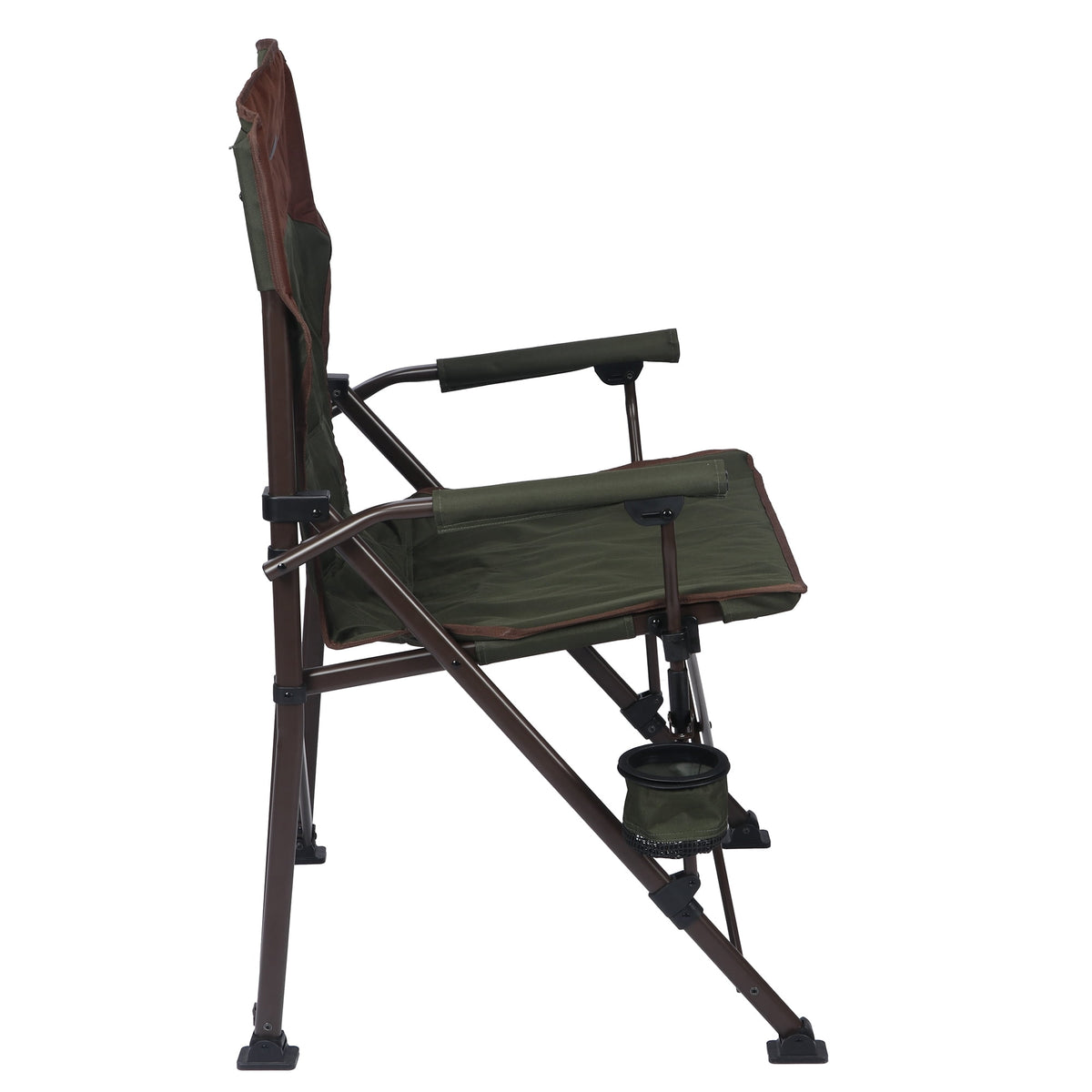 Ozark Trail Heavy Duty Hard Arm Camp Chair, Adjustable Cupholder, Tensioned Seat Fabric, Brown