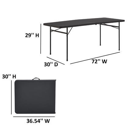 Mainstays 6 ft Rectangle Centerfold Folding Table, Black