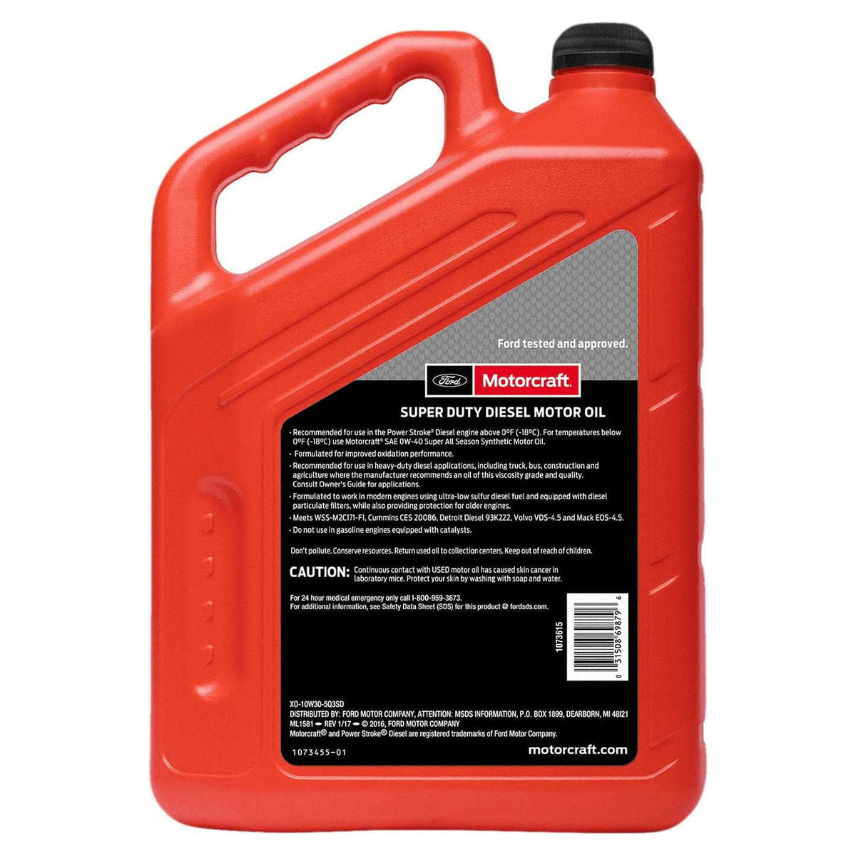 (2 pack) Motorcraft Super Duty Diesel Motor Oil, 10W-30 - A premium-quality motor oil specifically developed for Ford Motor Company vehicles, 5 quart jug, sold by each