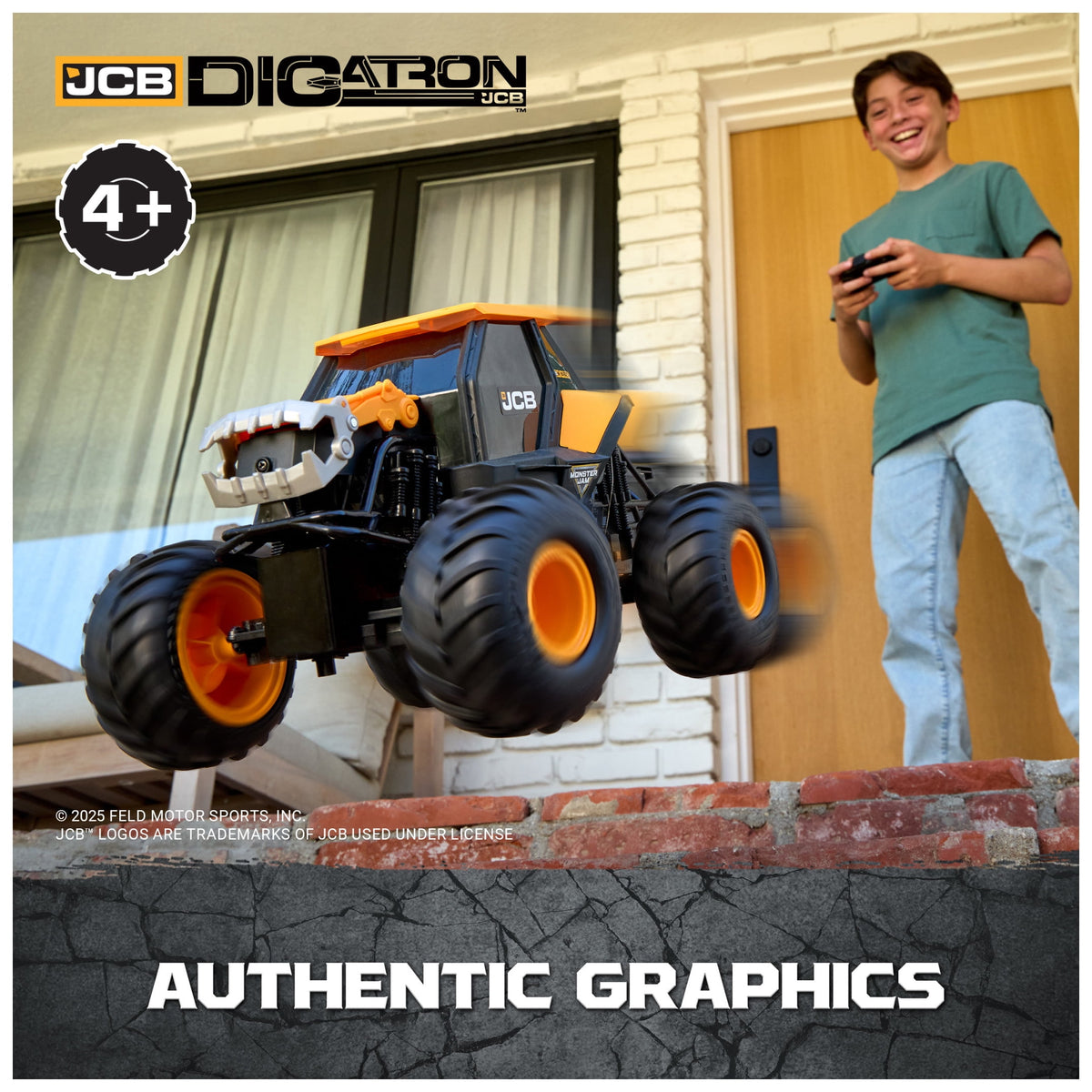 Monster Jam JCB Digatron Remote Control Vehicle with Lights, 1:15 Scale (Walmart Exclusive)