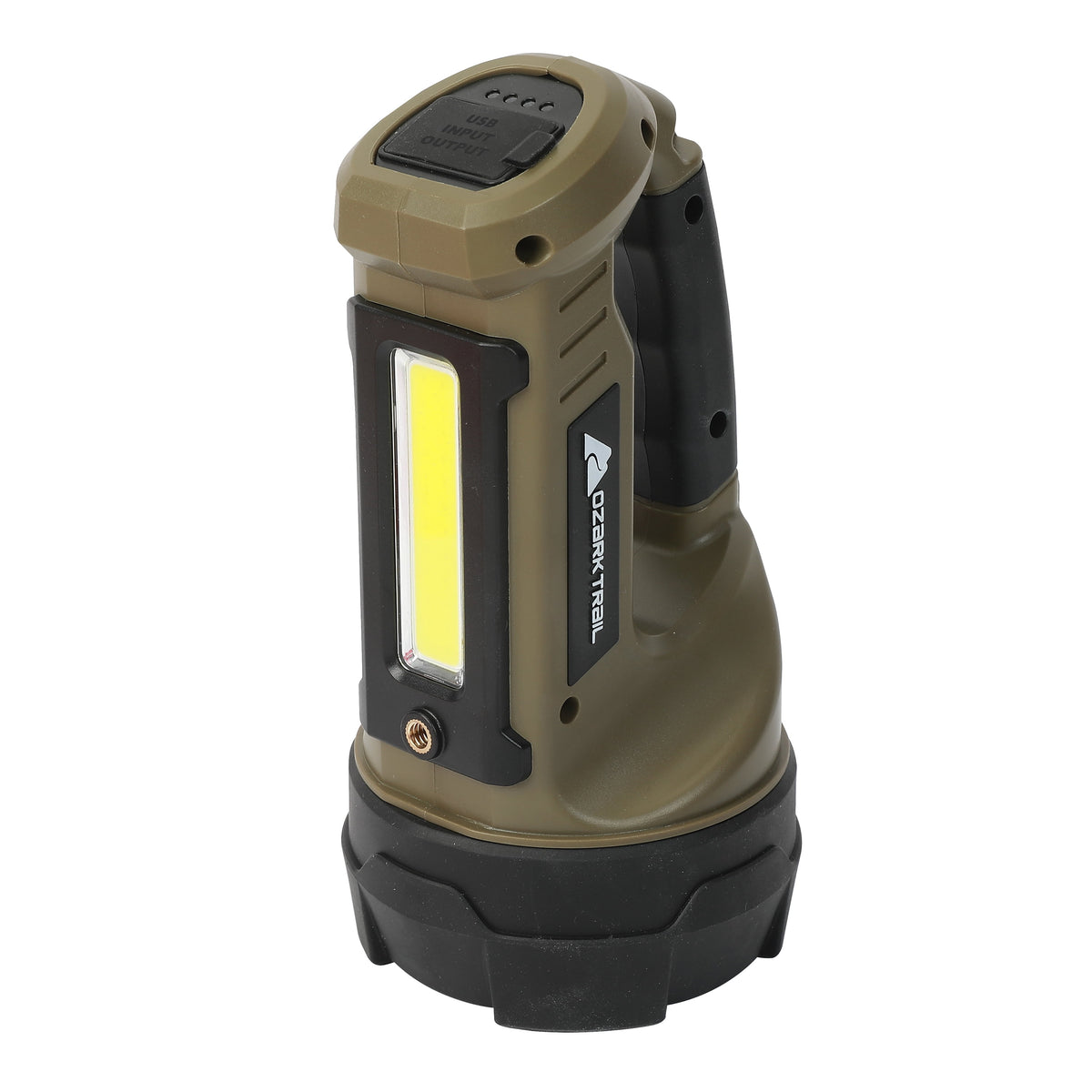 Ozark Trail 4000 Lumen Dual Source Rechargeable Flashlight with 5000 mAh Power Bank, Olive