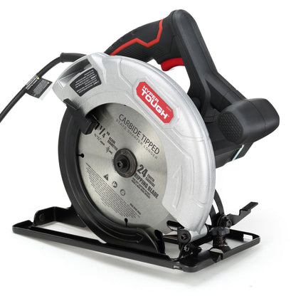 Hyper Tough 12 Amp 7-1/4 in Corded Circular Saw with Steel Shoe and Adjustable Bevel