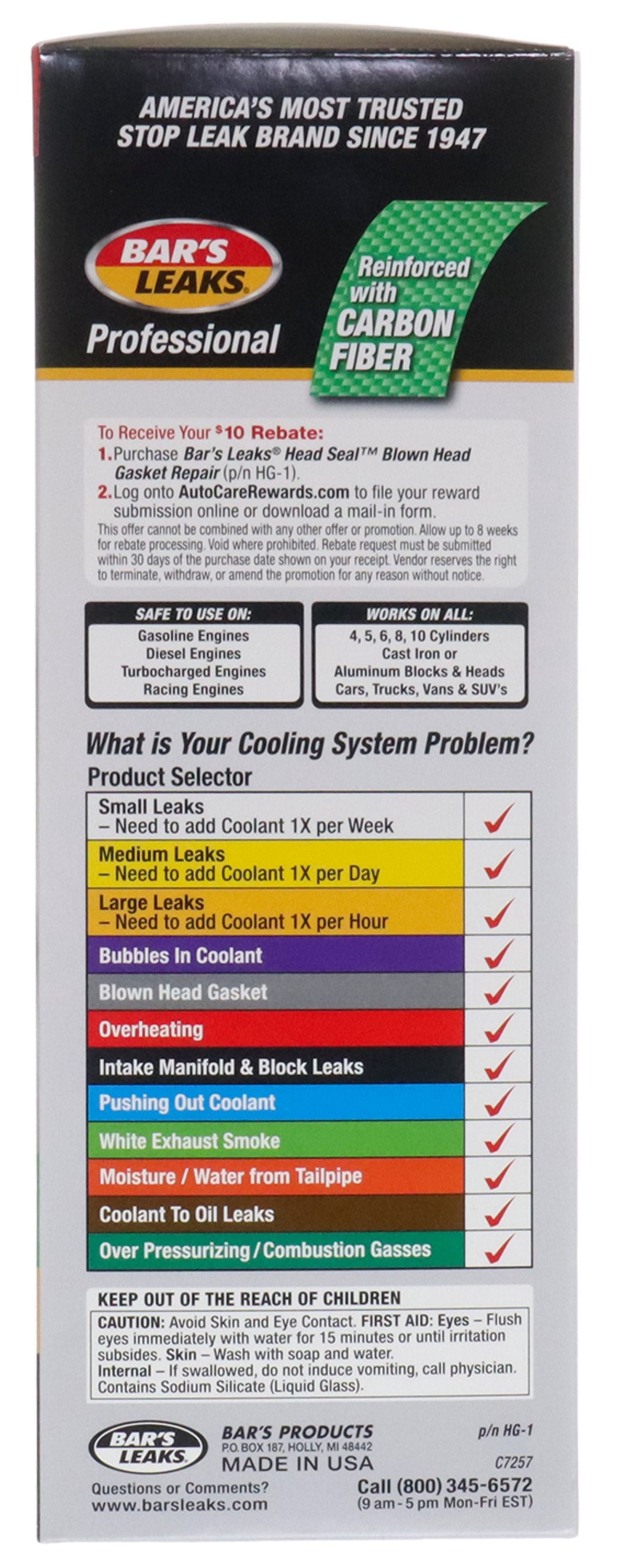 Bar's Leaks Head Seal Blown Head Gasket Repair, Automotive Additive, 33.8 oz