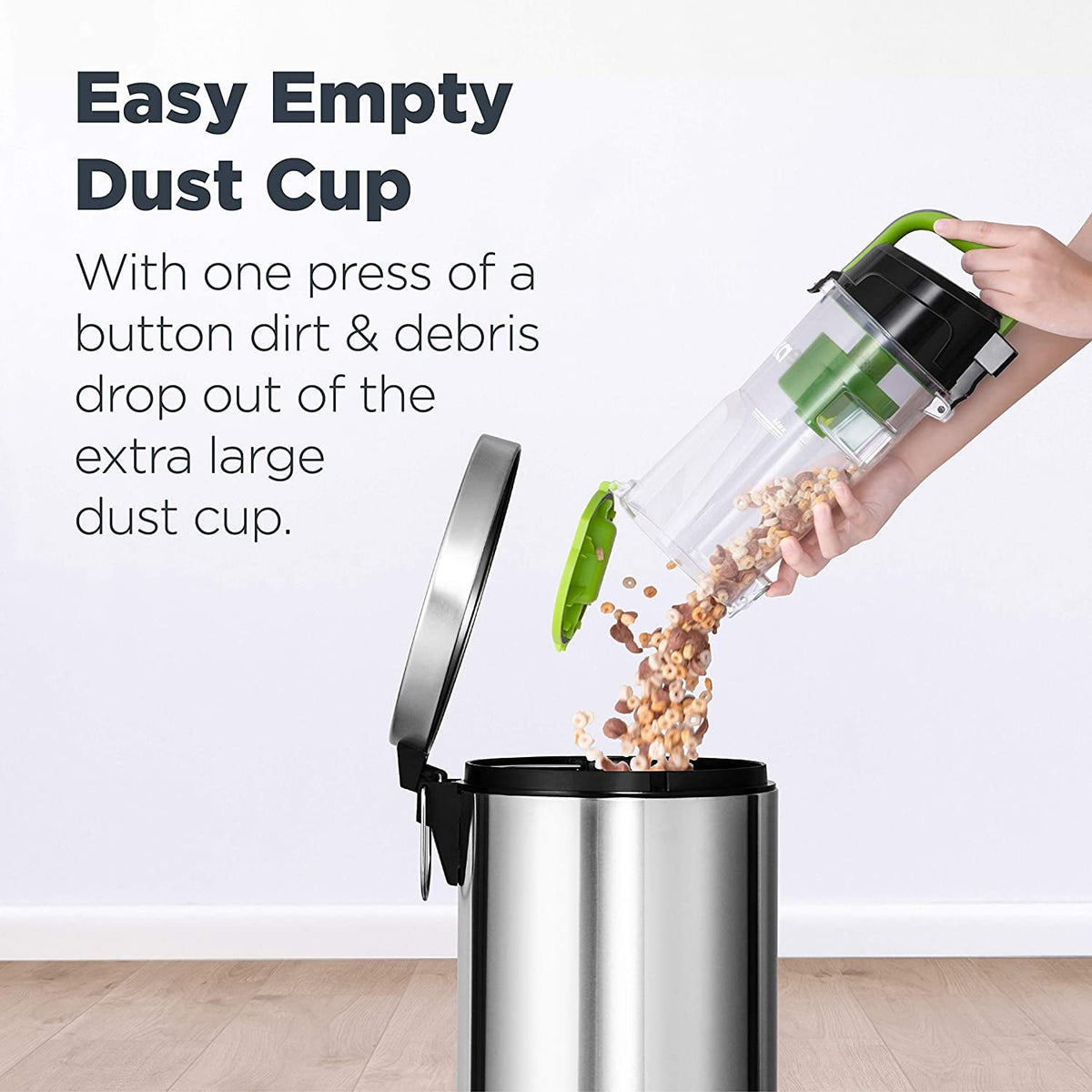 Eureka Bagless Upright Vacuum, Airspeed, Ultra Lightweight & Compact Design, with Crevice Tool, Dusting Brush and Large Dustcup, NEU100, Green & Black