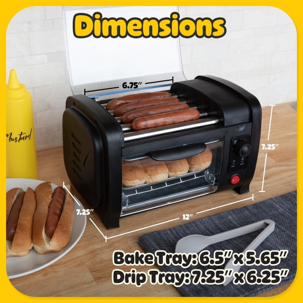 Great Northern Popcorn Hot Dog Toaster - Hot Dog Roller with Bun Warmer