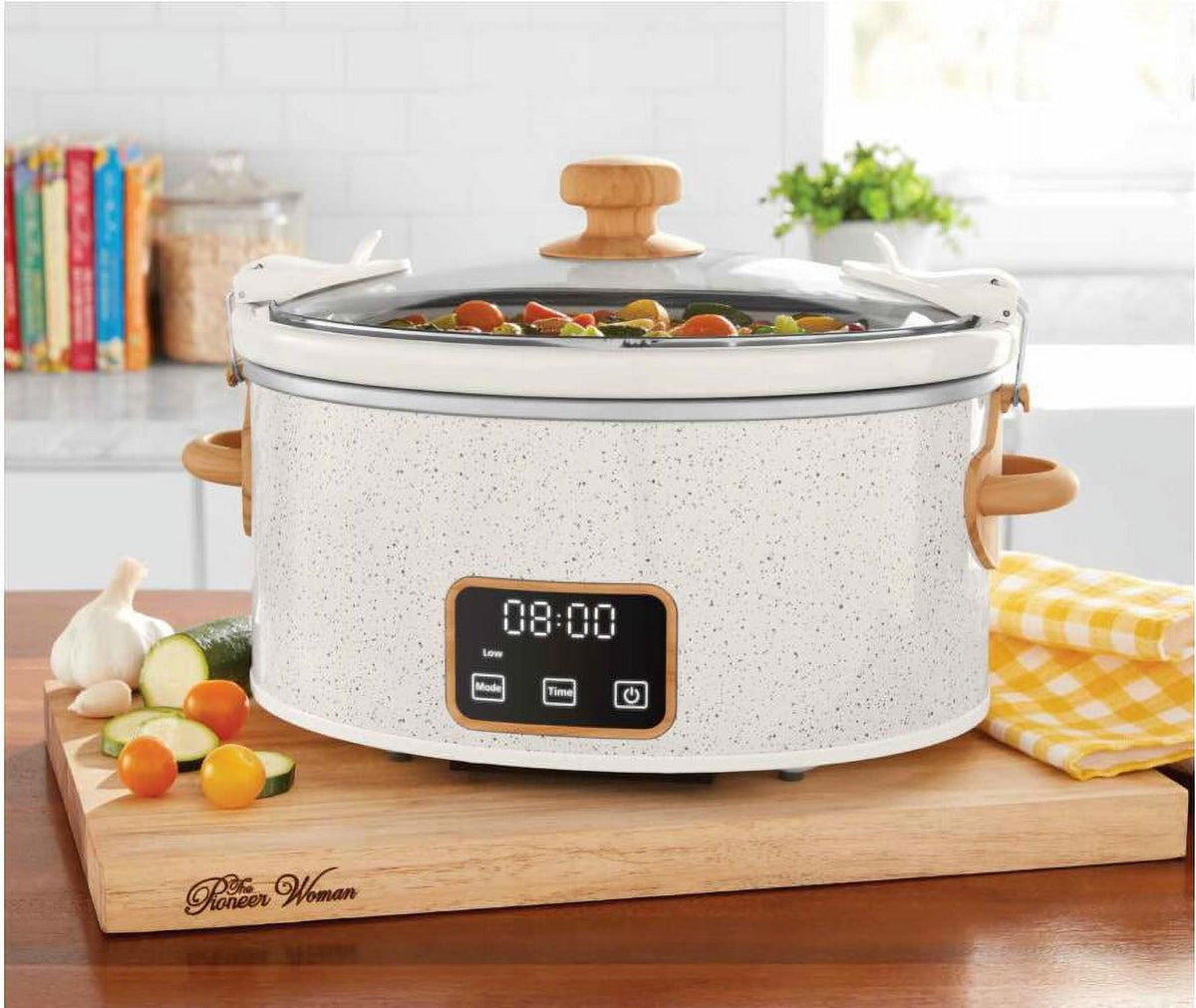 The Pioneer Woman 6-Quart Portable Linen Speckle Slow Cooker