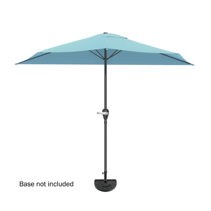 Pure Garden 9ft Half Umbrella for Balcony, Porch, or Deck, Blue