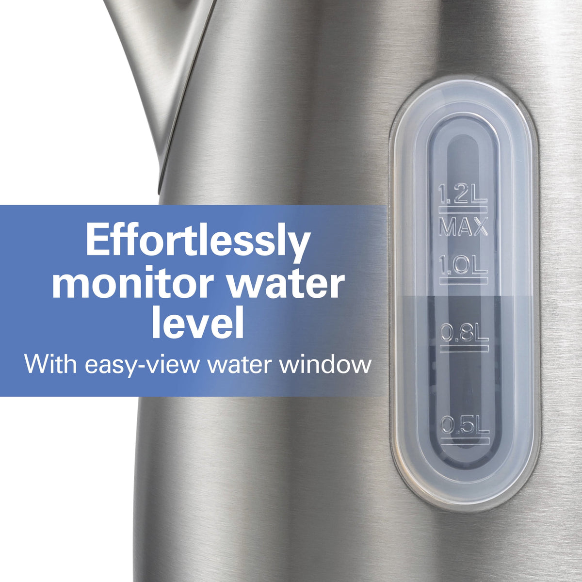 Hamilton Beach 1.2L Electric Kettle, 1500 W, Electric Tea & Water Kettle with Auto Shut-Off, Boil-Dry Protection & Water Monitor, Stainless Steel