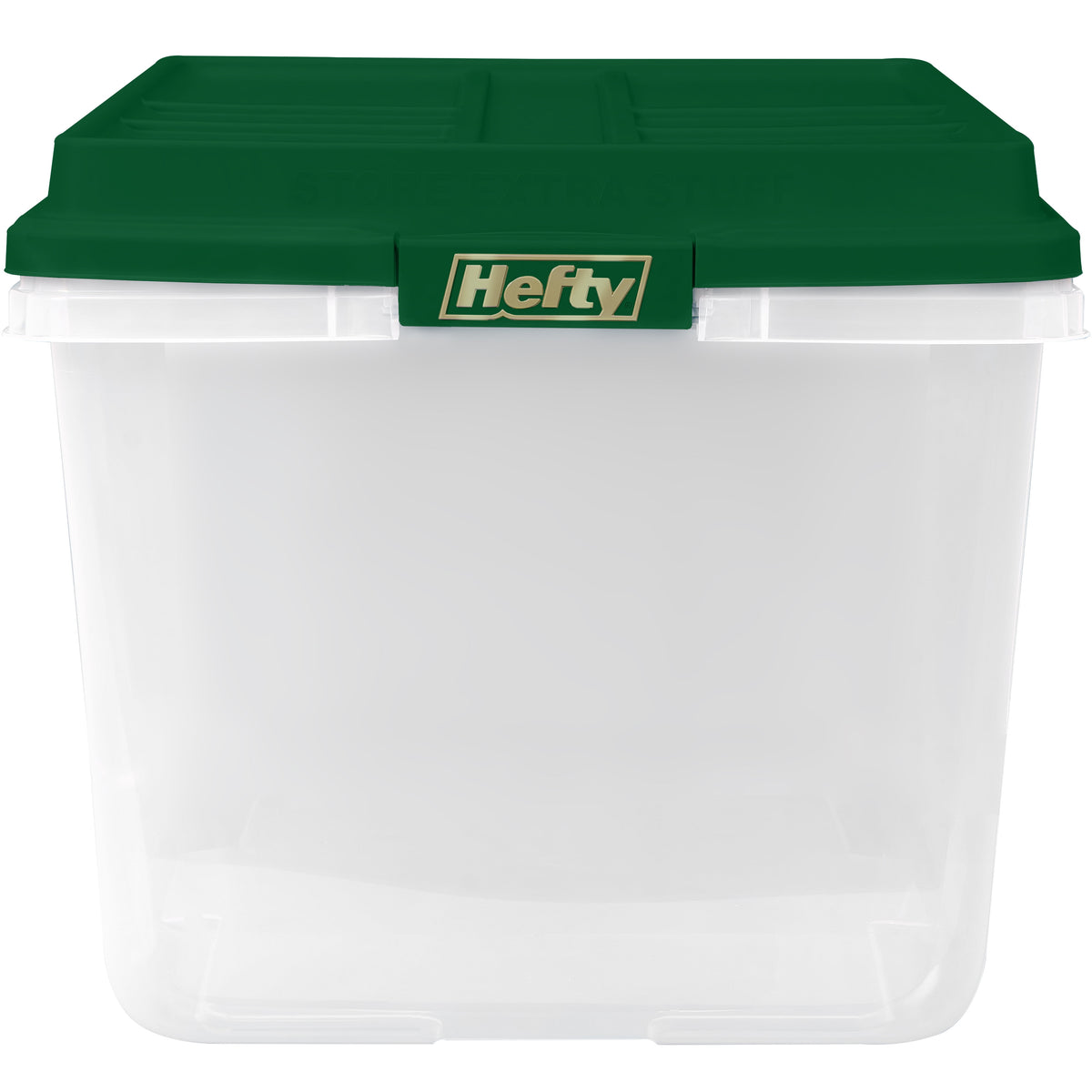 Hefty 72 Quart Clear Plastic Christmas Storage Bin with Holiday Green HIRISE Lid, Set of 6