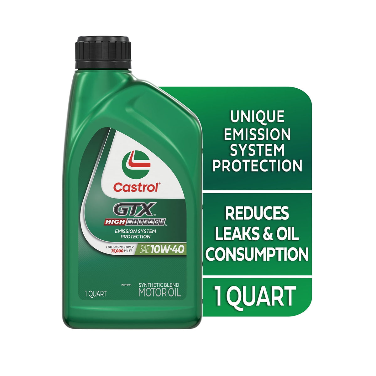 (5 pack) Castrol GTX High Mileage 10W-40 Synthetic Blend Motor Oil, 1 Quart