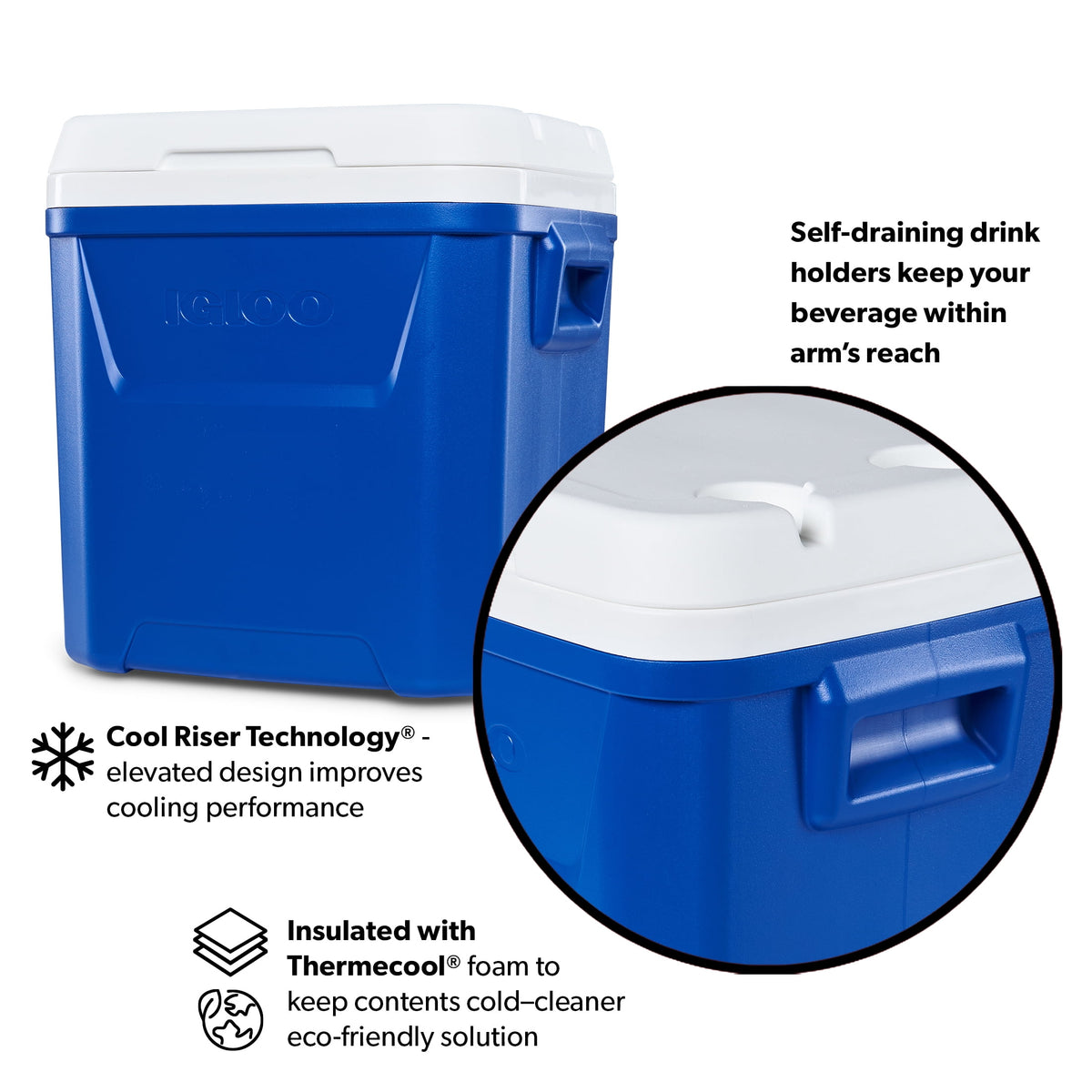 Igloo 60 QT Laguna Ice Chest Cooler with Wheels, Blue