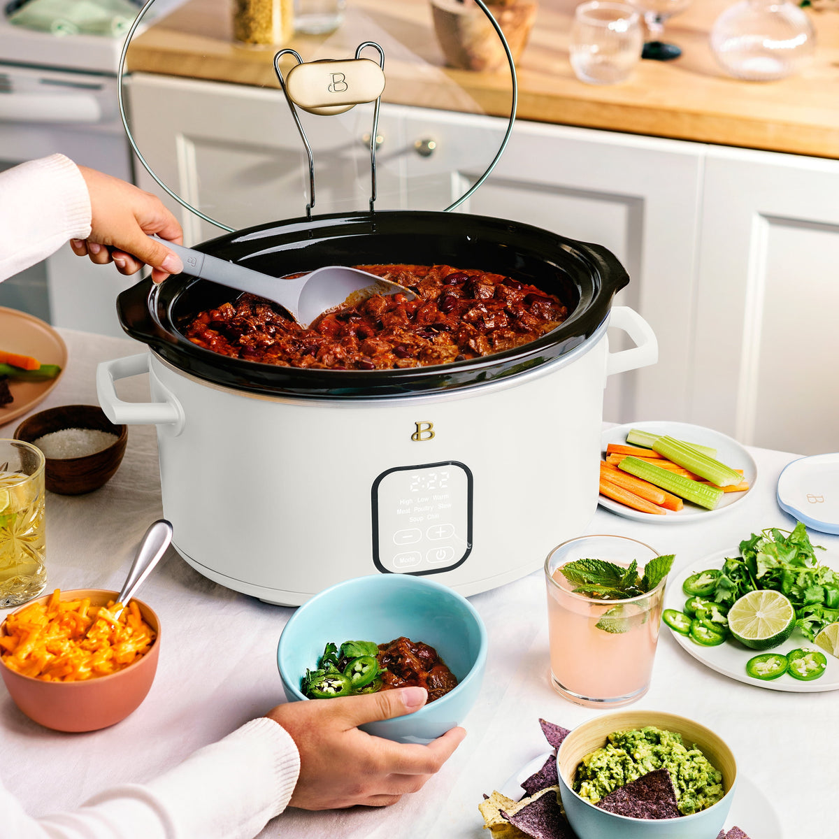 Beautiful 6 Qt Programmable Slow Cooker, White Icing by Drew Barrymore