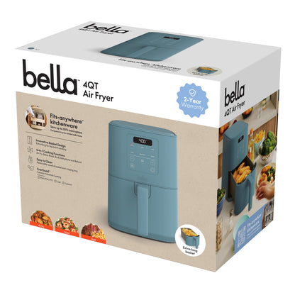 bella 4 Qt Slim Digital Air Fryer with EverGood™ Ceramic Nonstick Coating, 6 Preset Cooking Options, Surf