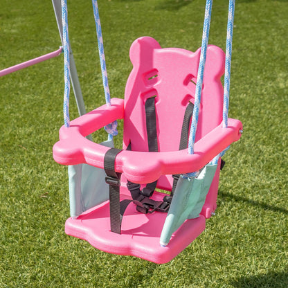 Sportspower Indoor/Outdoor My First Toddler Metal Swing with Safety Harness, Foldable Frame