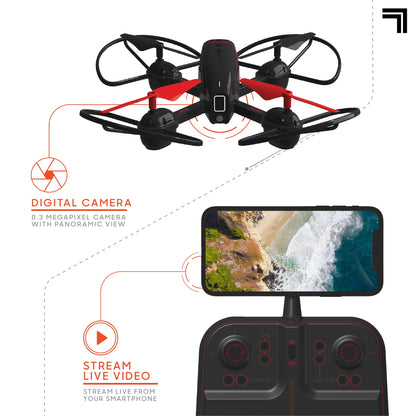 Sharper Image Mach X 10" Drone With Streaming Camera And Auto-Orientation Control