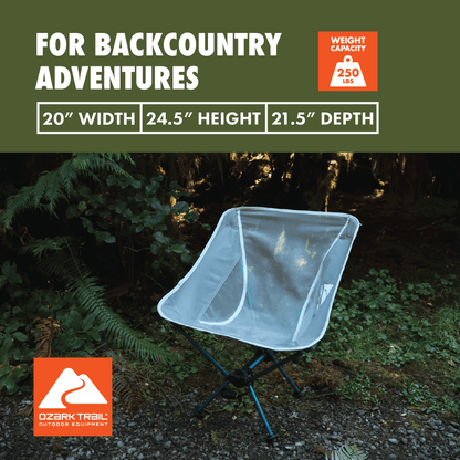 Ozark Trail Ultra-Lightweight Backpacking Chair with Carry Bag, Turquoise Sea Frame
