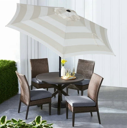 Mainstays 7.5ft Round Market Outdoor Umbrella with Push-Up Lift and 3-Angle Tilt in Tan Stripe