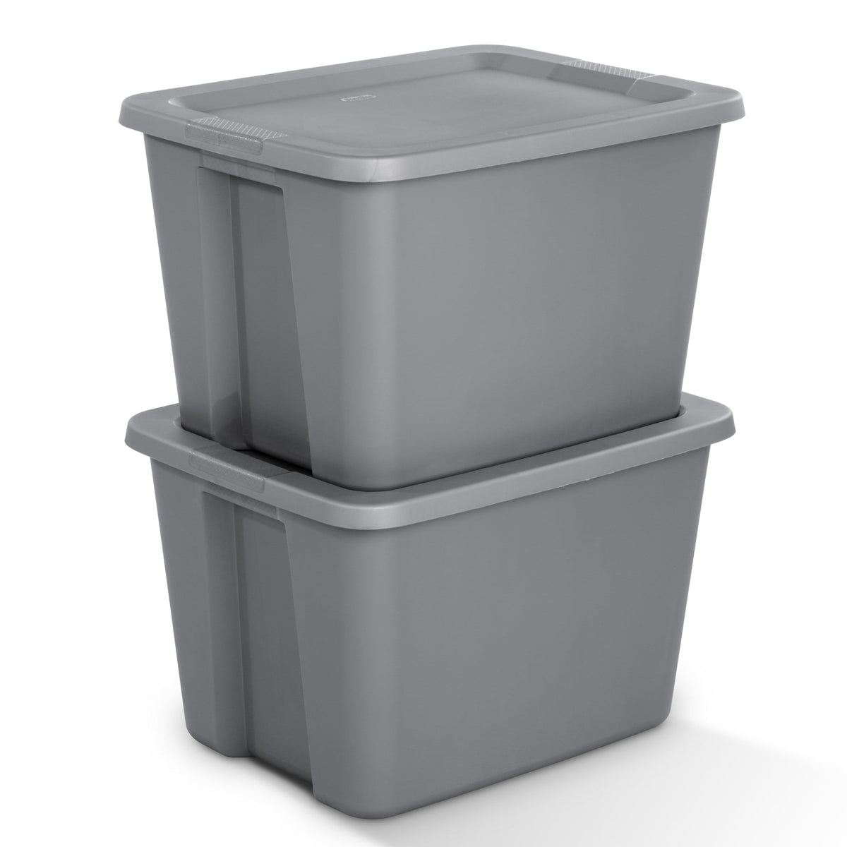 Sterilite Large Storage Bin, 18 Gallon Durable Plastic Storage Tote with Snap-On Lid, Gray, 8 pack