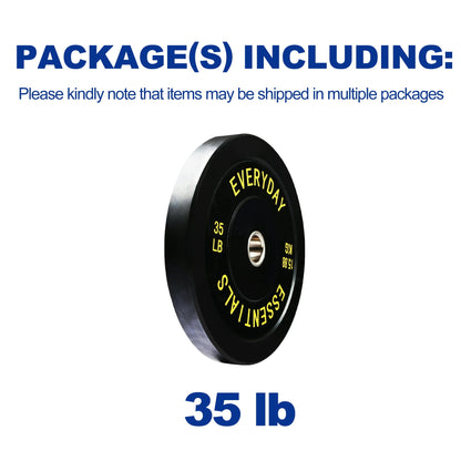 BalanceFrom Olympic Bumper Plate Weight Plate with Steel Hub, Black, 35lbs, Single