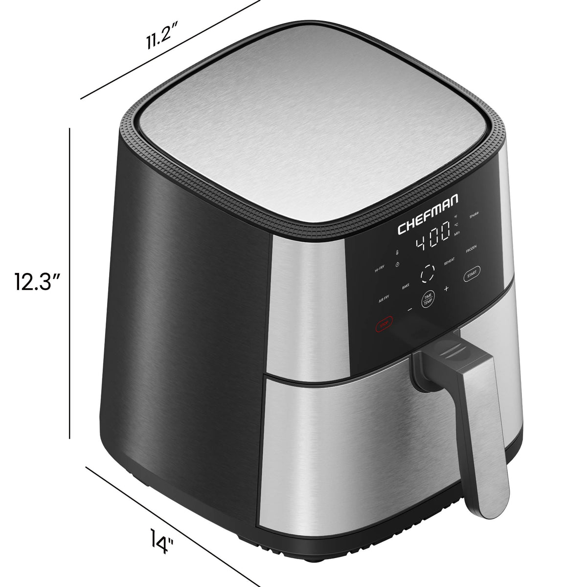 Chefman Air Fryer 1500W, 6 Quart, 4 Functions with Touch Controls, Stainless Steel