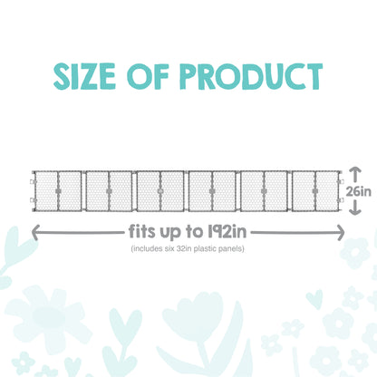 Regalo 2-in-1 Super Wide Baby Gate & Play Yard Plastic 192 Inches, Gray